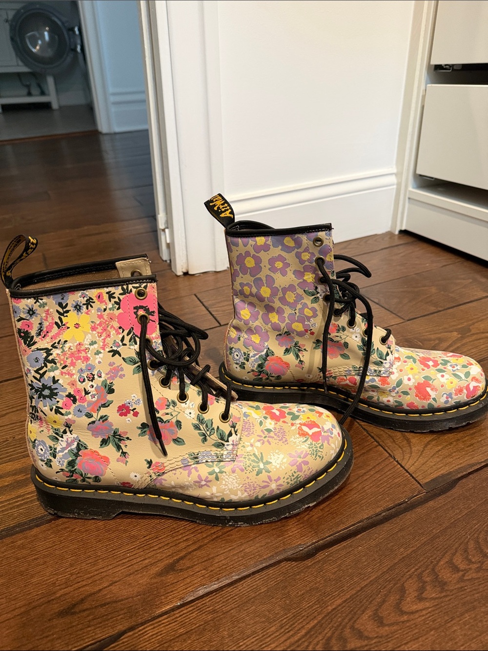 Dr Martens Floral Lace-Up Combat Boots - size 10. Worn once.
